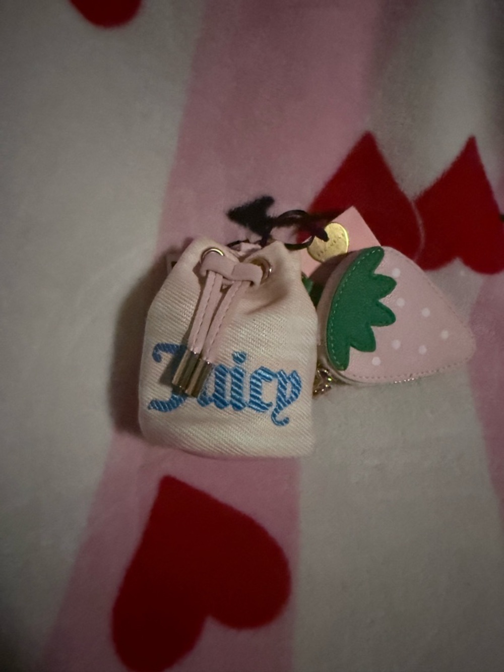 NWT Juicy Couture Juicy Paradise Drawstring and Lemon Micro Bags In Blush/Cream